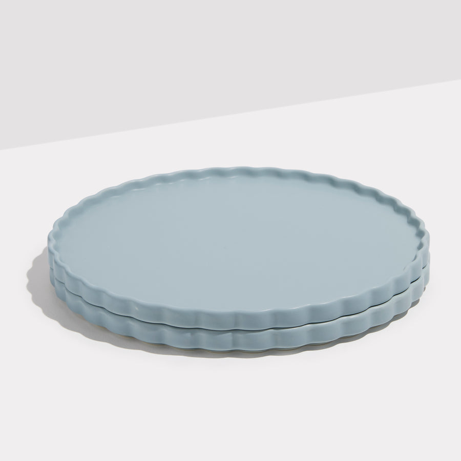 TWO X WAVE DINNER PLATES - BLUE