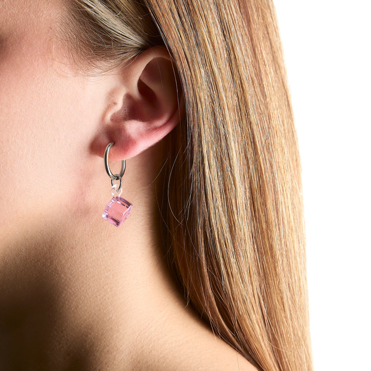 Shop Now Pink Geo Earrings - Silver at Fazeek