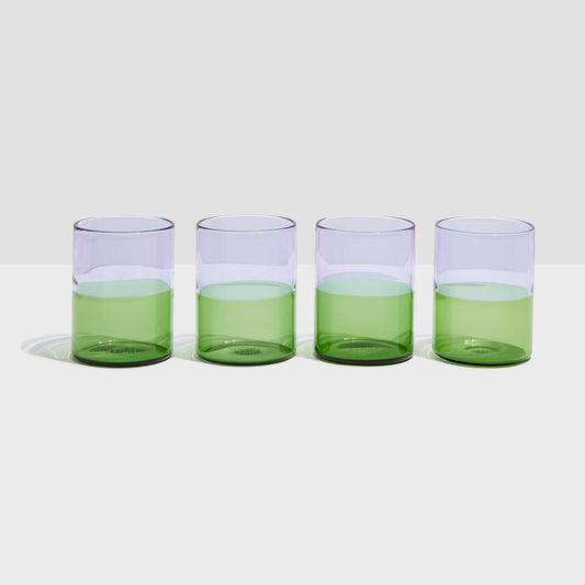 Two Tone Glasses - Set of 4 Lilac + Green