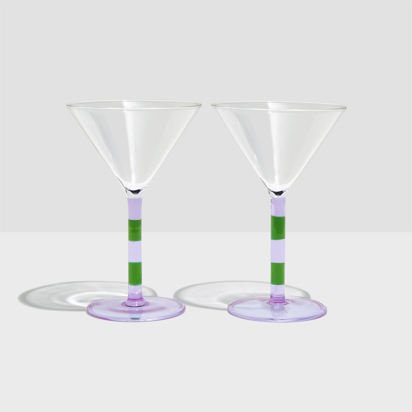 Shop Now STRIPED MARTINI GLASSES - LILAC + GREEN at Fazeek