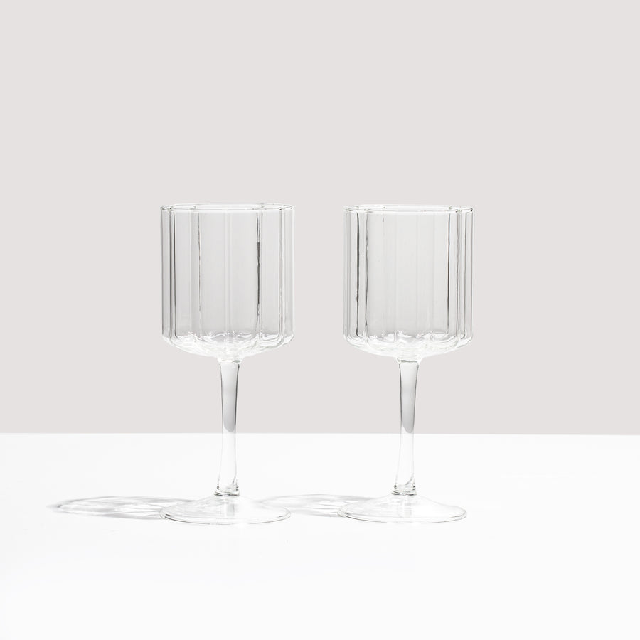 TWO x WAVE WINE GLASSES - CLEAR
