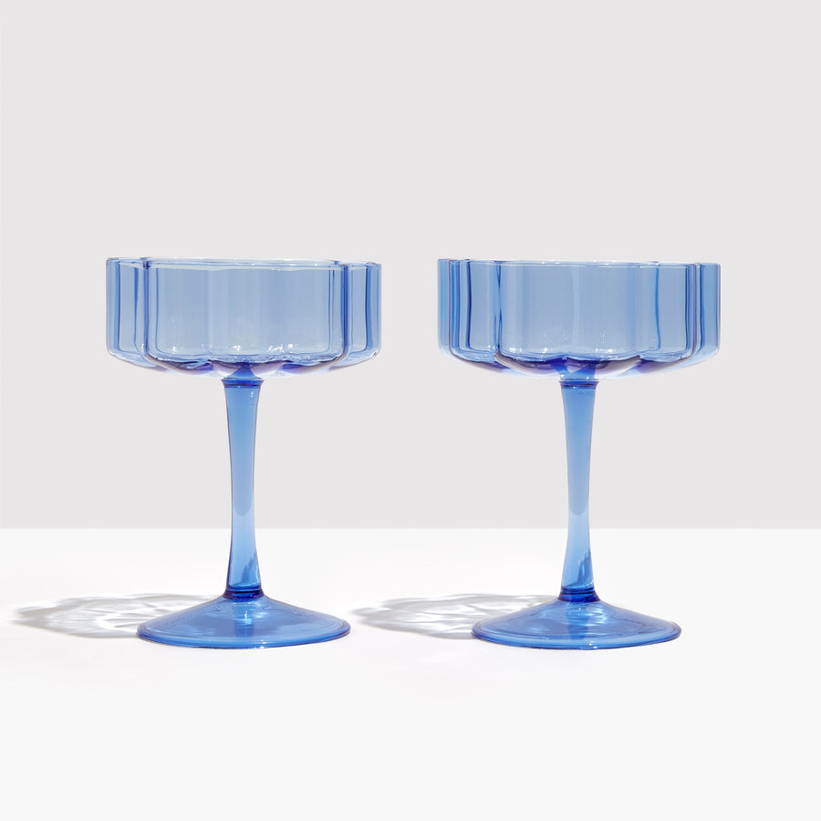 TWO x WAVE COUPE GLASSES - BLUE