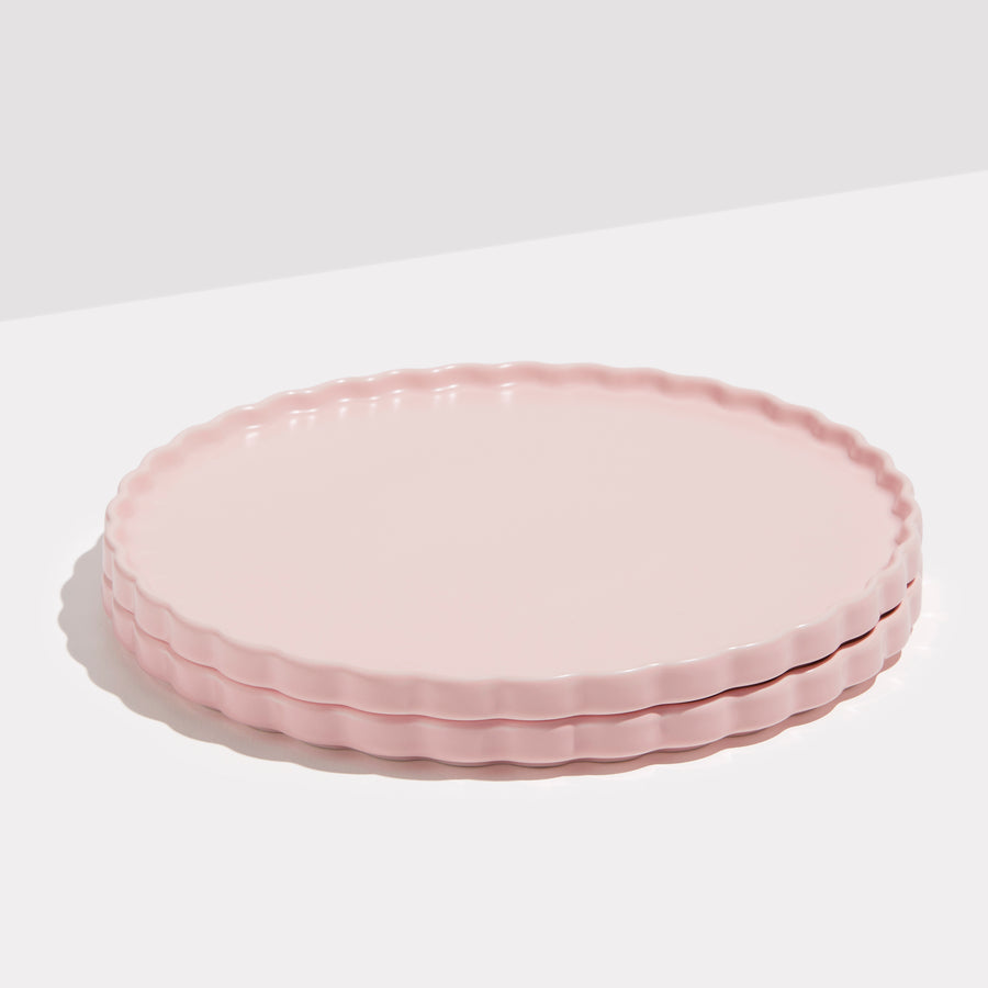 TWO X WAVE DINNER PLATES - PINK