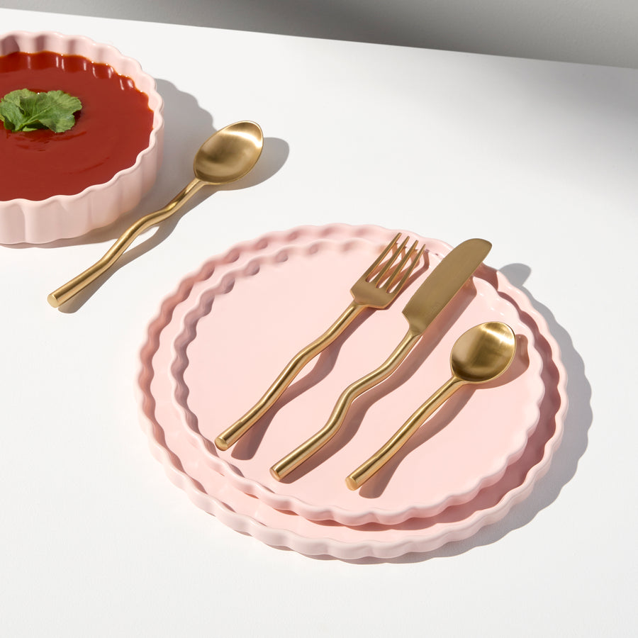 WAVE CUTLERY SET - BRASS