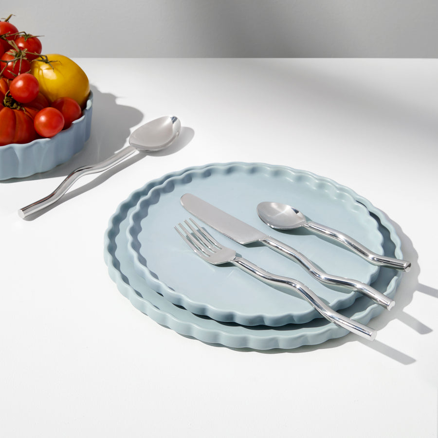 WAVE CUTLERY SET - SILVER