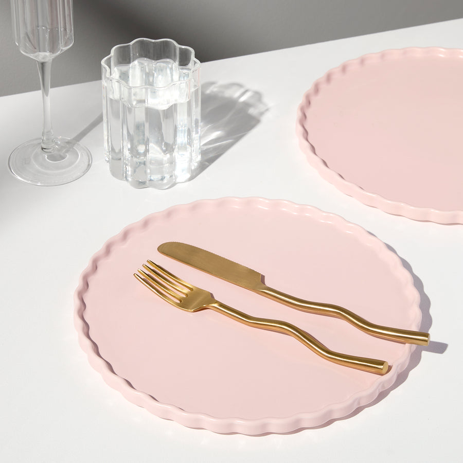 TWO X WAVE DINNER PLATES - PINK