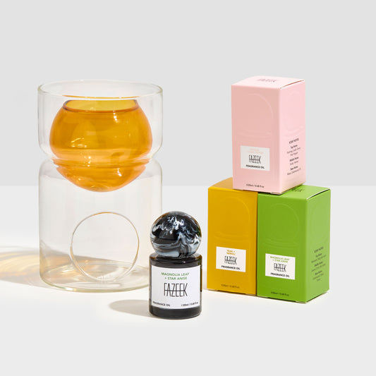 'ESSENTIAL' FRAGRANCE OIL BUNDLE + BALANCE OIL BURNER