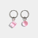 Shop Now GEO EARRINGS - PINK + SILVER at Fazeek