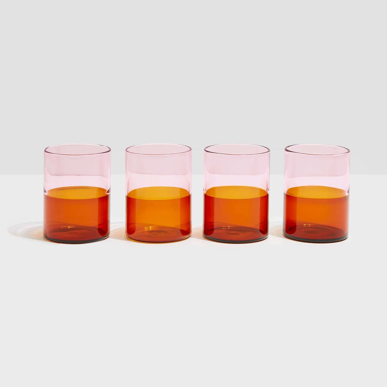 Shop Now TWO TONE GLASSES - PINK + AMBER - SET OF 4 at Fazeek