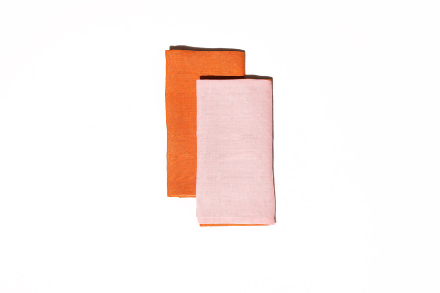 TWO x HALF HALF NAPKINS - PINK + TERRACOTTA