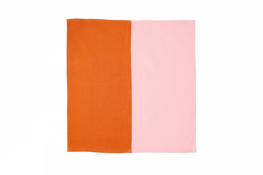 TWO x HALF HALF NAPKINS - PINK + TERRACOTTA