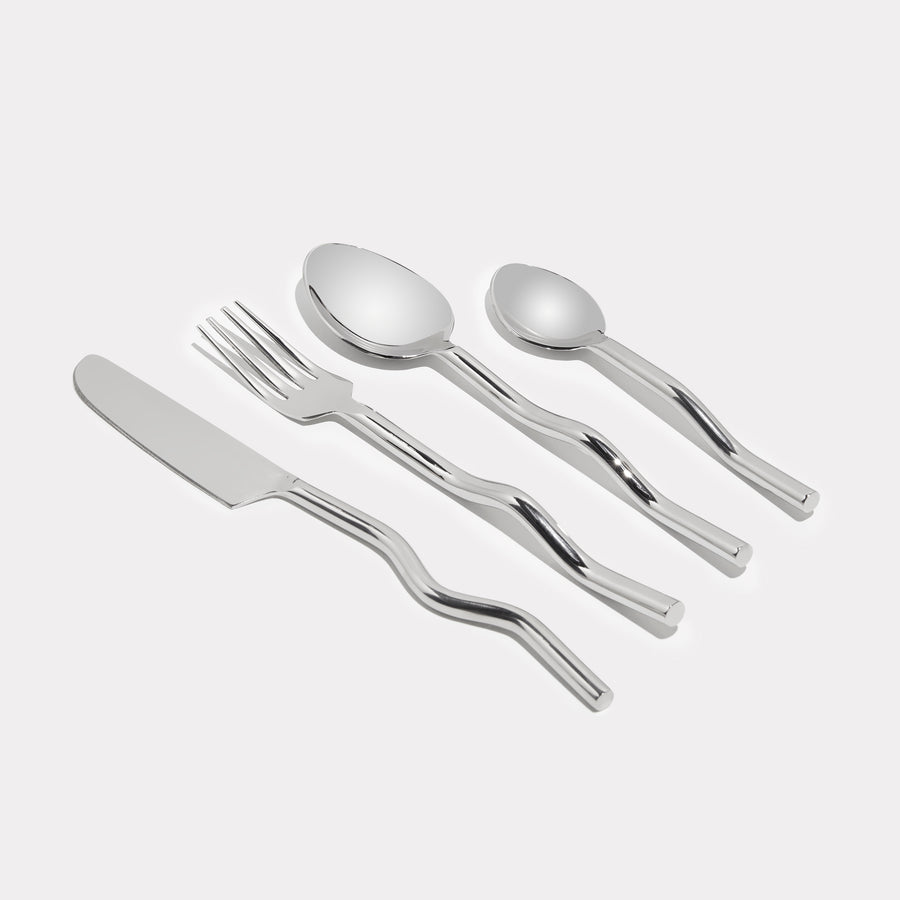 WAVE CUTLERY SET - SILVER