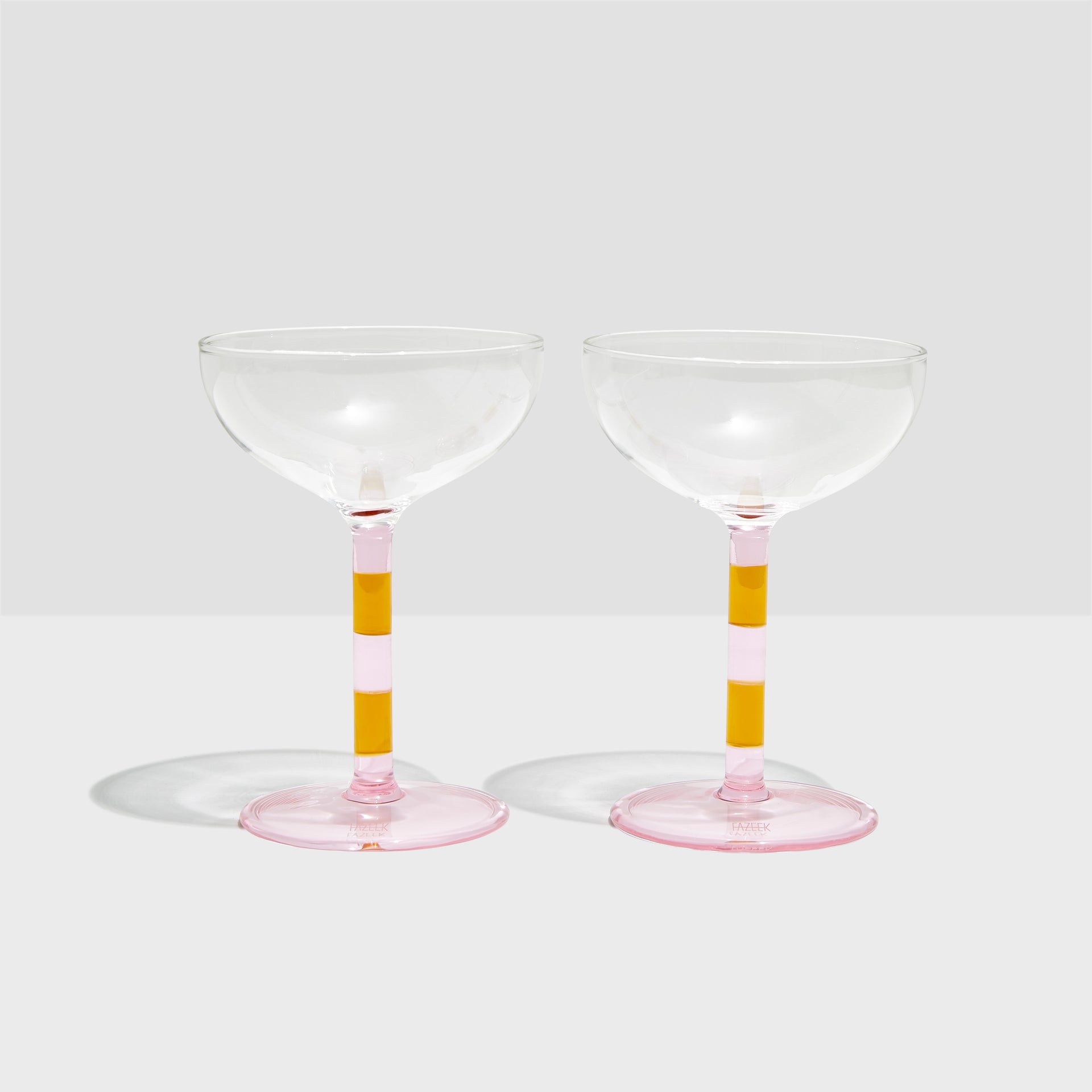 STRIPED COUPE GLASSES - PINK + AMBER