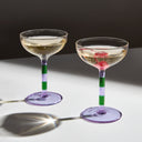 Shop Now STRIPED COUPE GLASSES - LILAC + GREEN - SET OF 2 at Fazeek