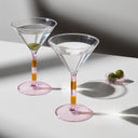 Shop Now STRIPED MARTINI GLASSES - PINK + AMBER at Fazeek