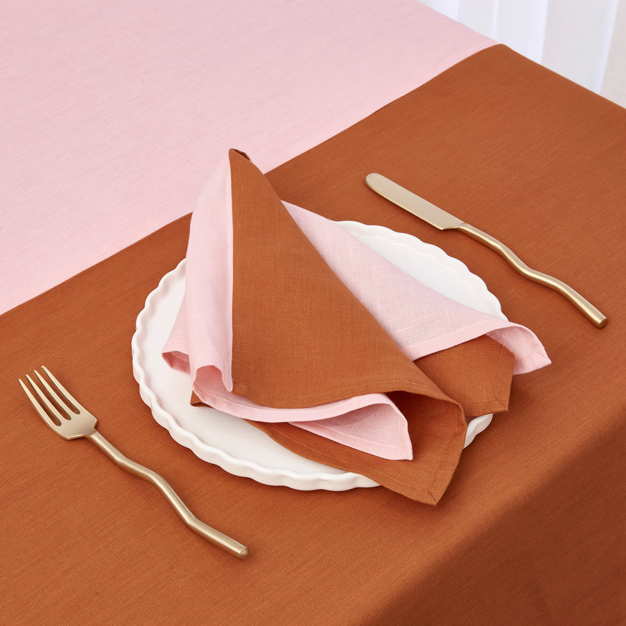 TWO x HALF HALF NAPKINS - PINK + TERRACOTTA