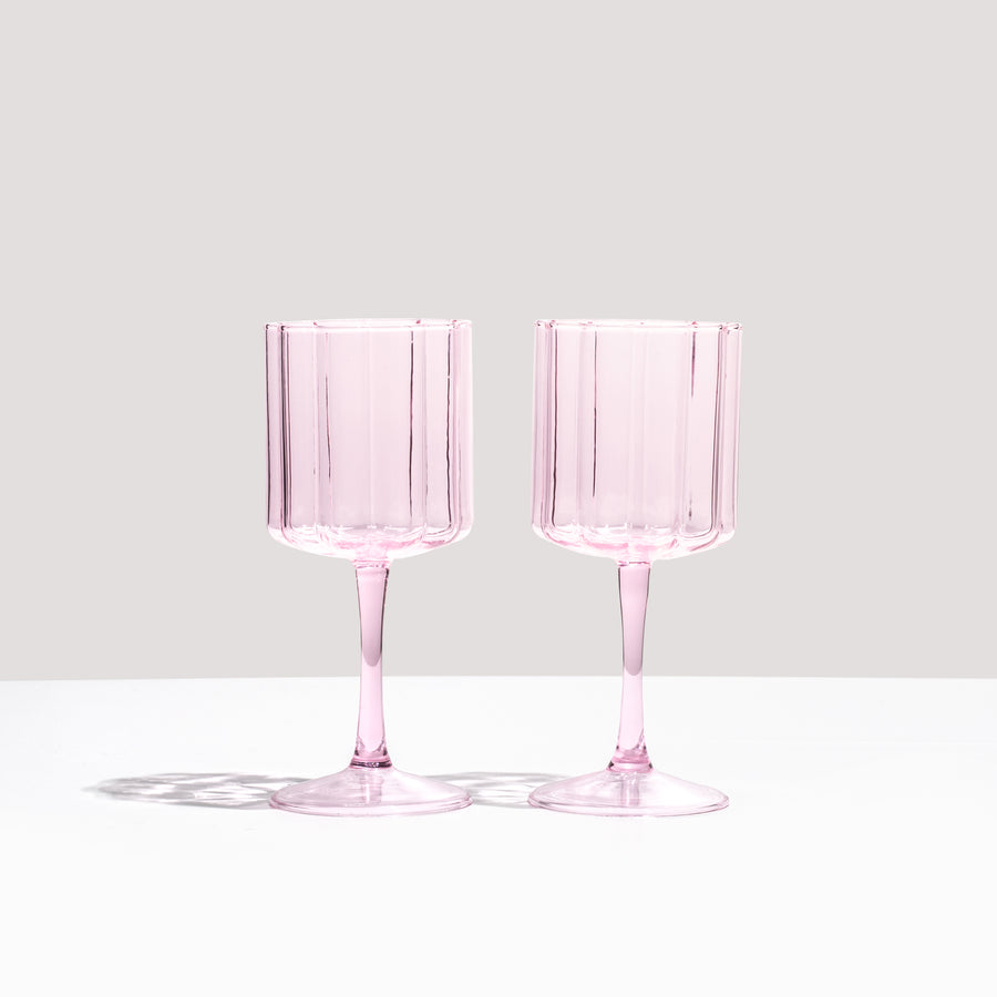 TWO x WAVE WINE GLASSES - PINK