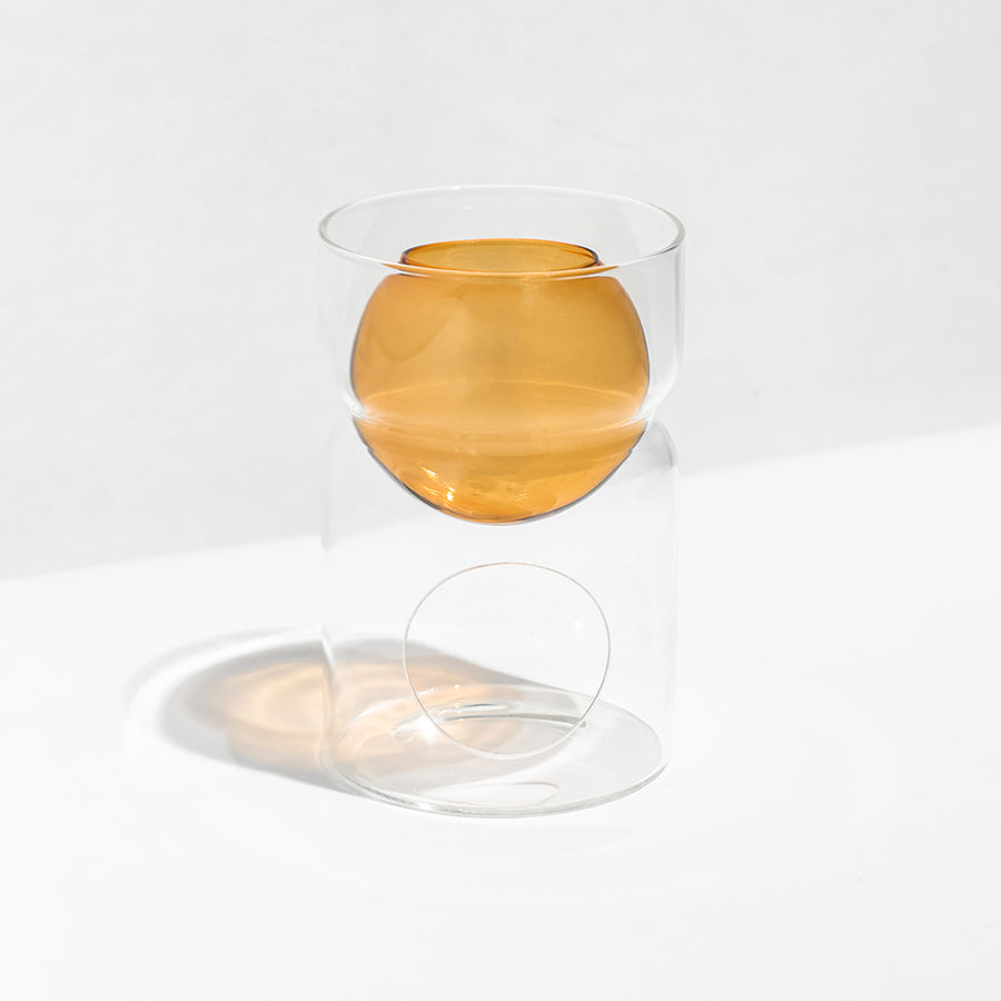 OIL BURNER & TEA LIGHT CANDLE - AMBER + CLEAR