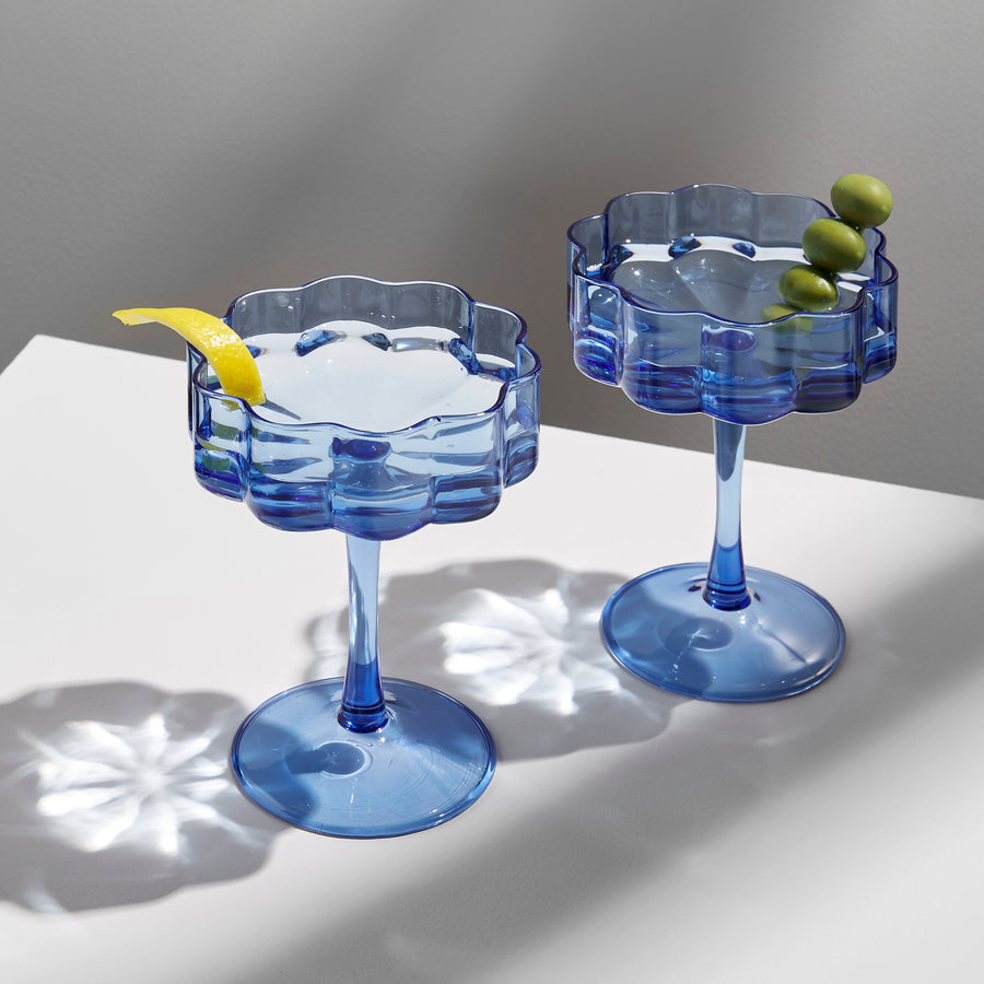 TWO x WAVE COUPE GLASSES - BLUE