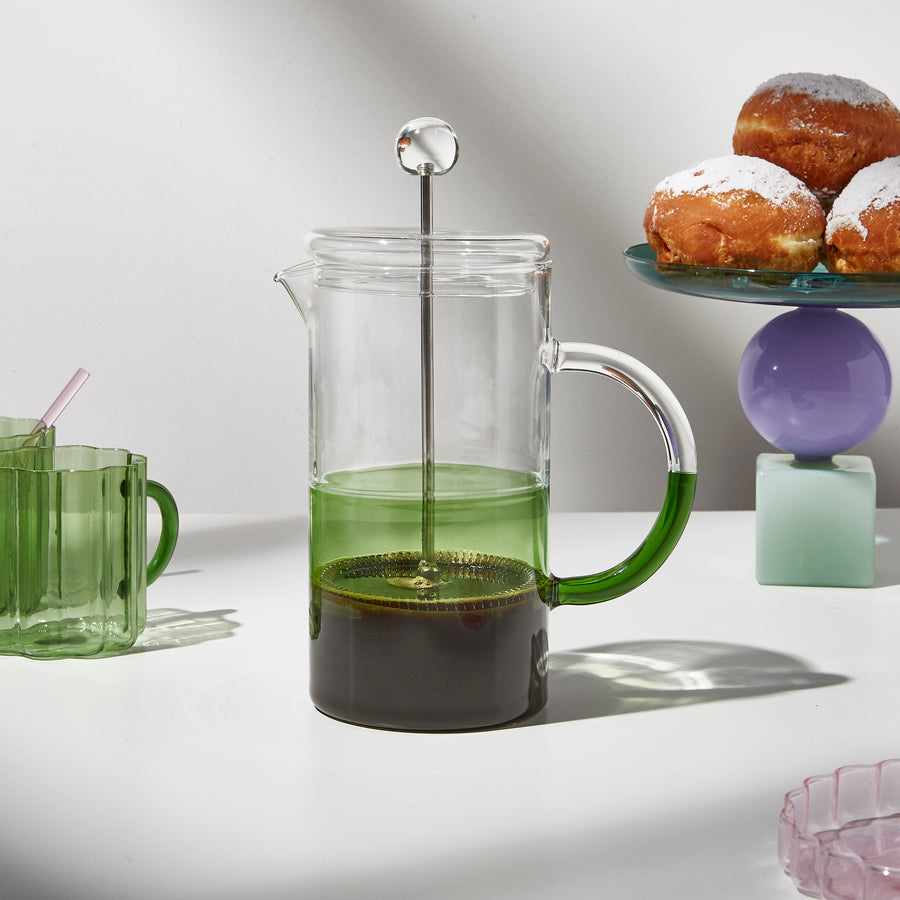 TWO TONE COFFEE PLUNGER - CLEAR + GREEN