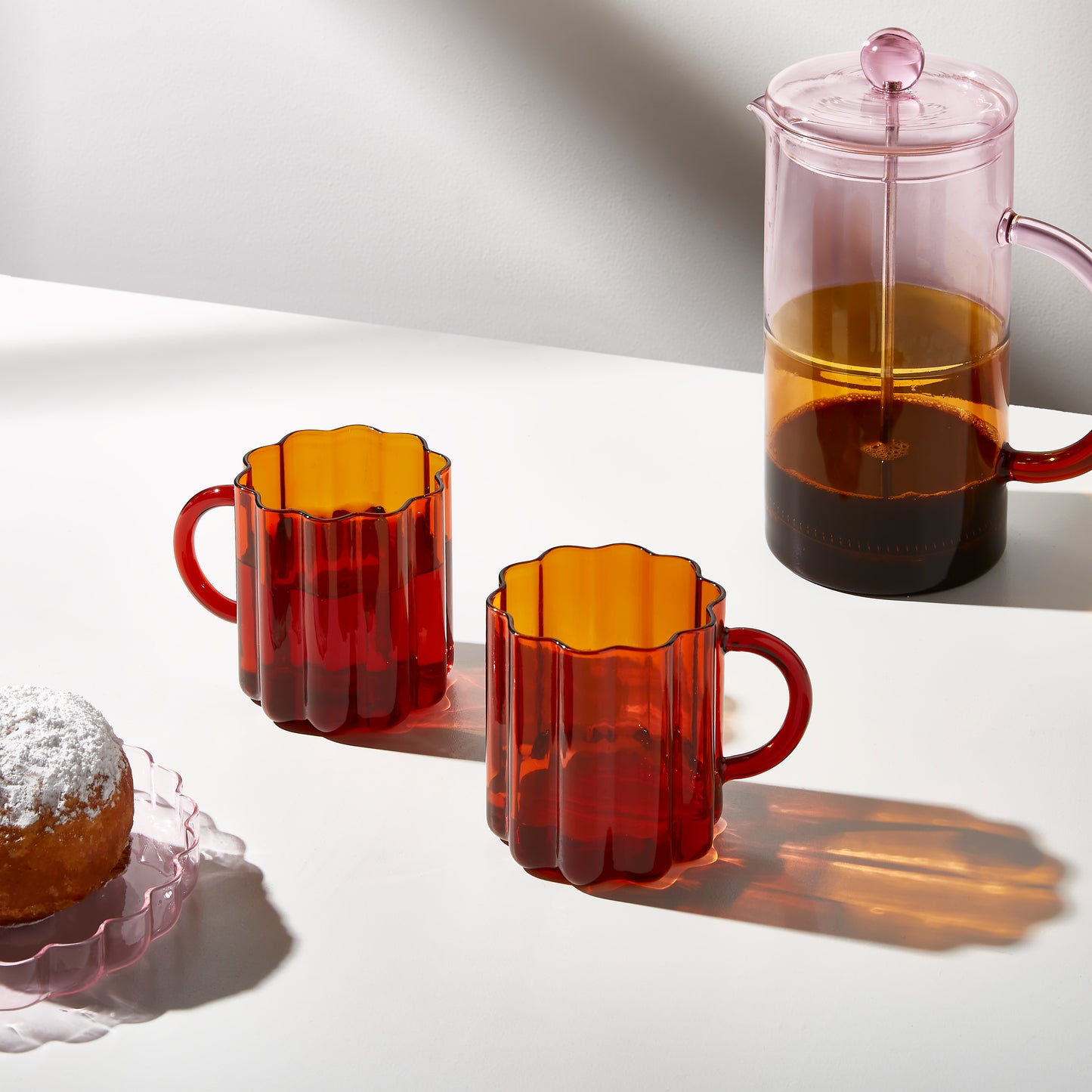 TWO x WAVE MUGS - AMBER