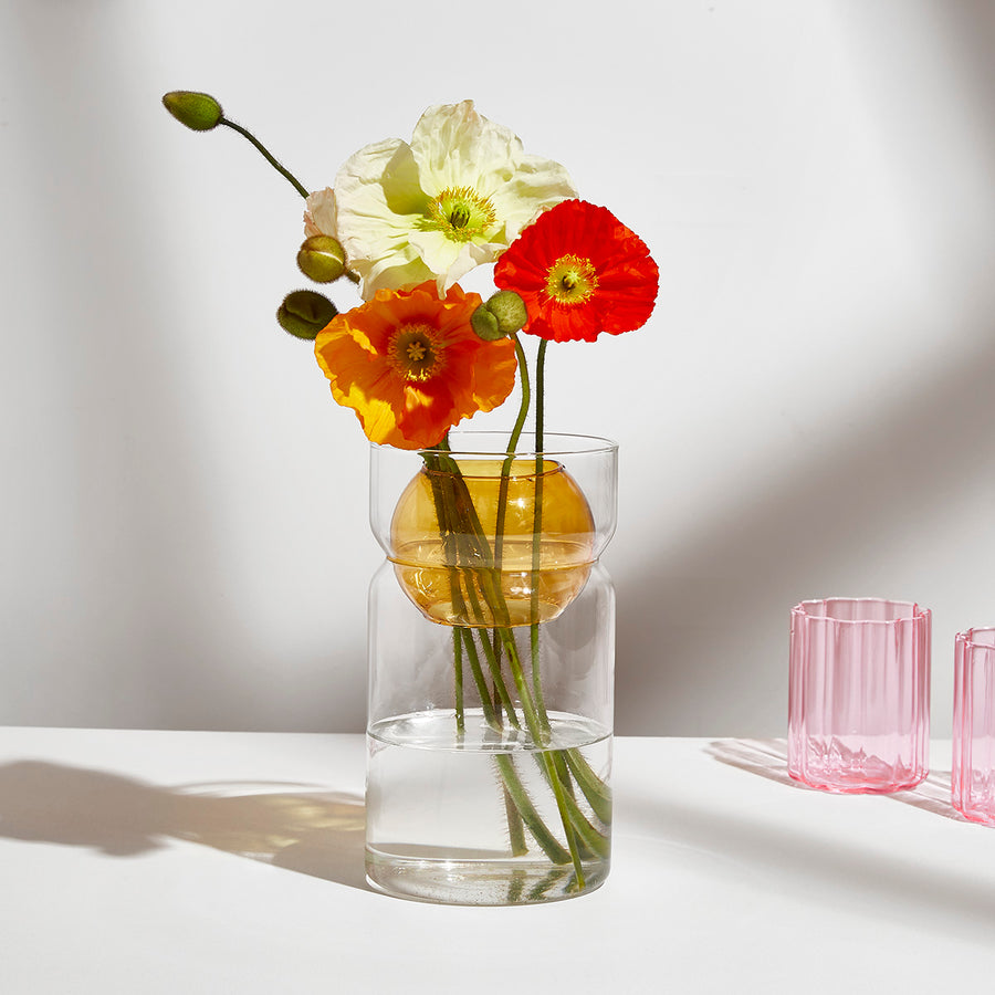 BALANCE VASE - CLEAR + AMBER