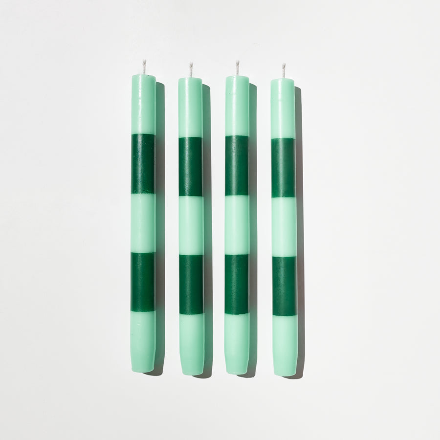 FOUR x STRIPED CANDLES - JADE + GREEN