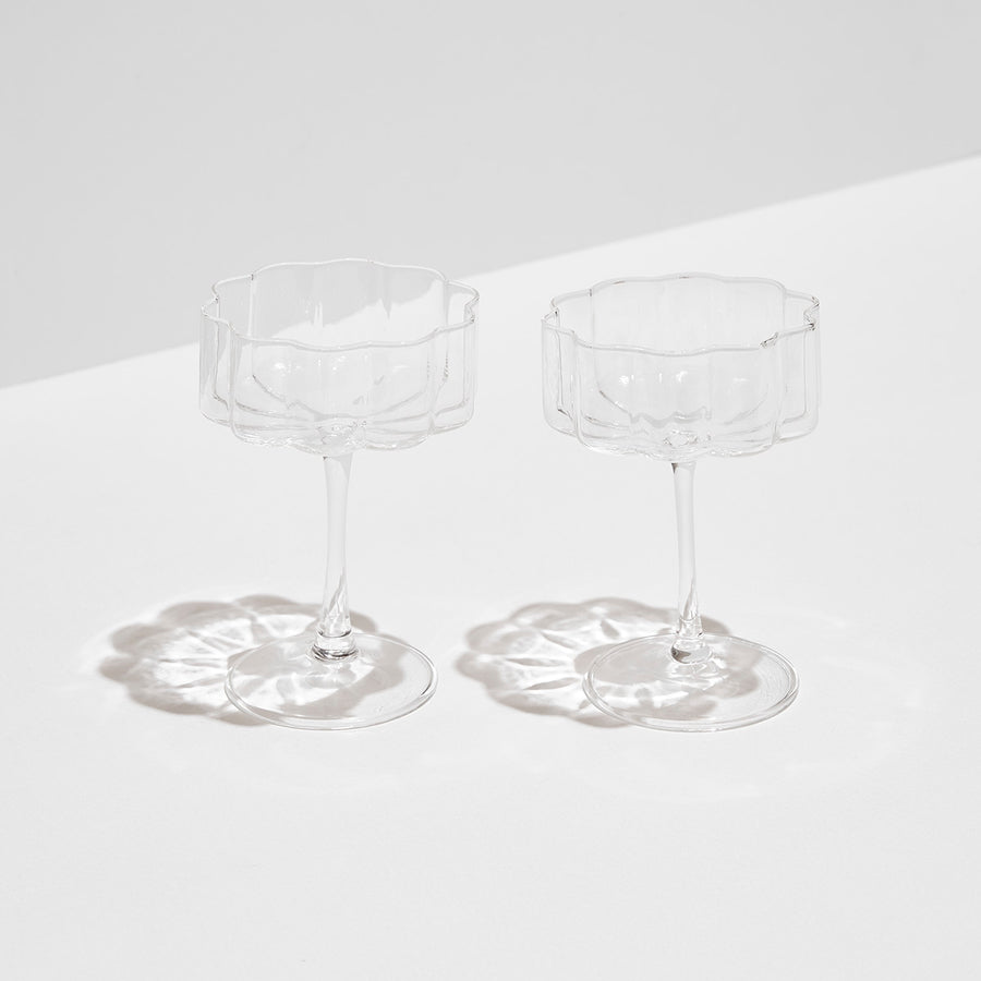 TWO x WAVE COUPE GLASSES - CLEAR