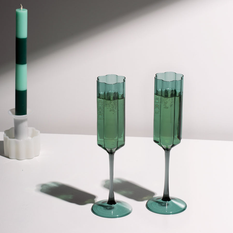 TWO x WAVE FLUTES - TEAL