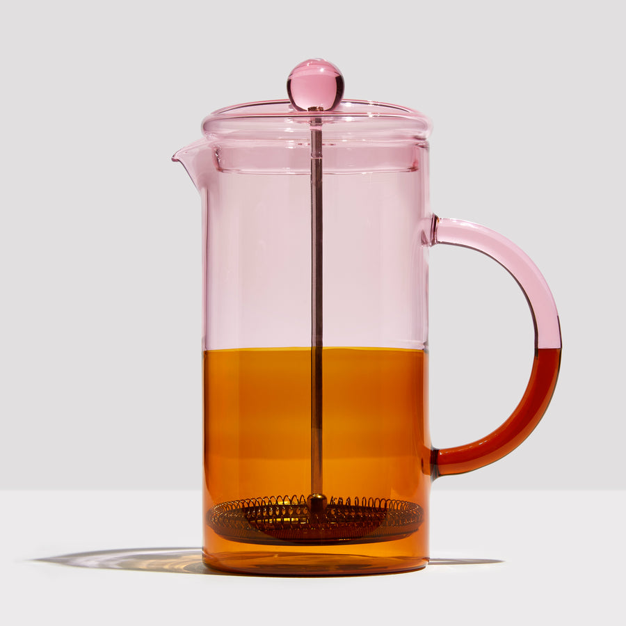 TWO TONE COFFEE PLUNGER - PINK + AMBER