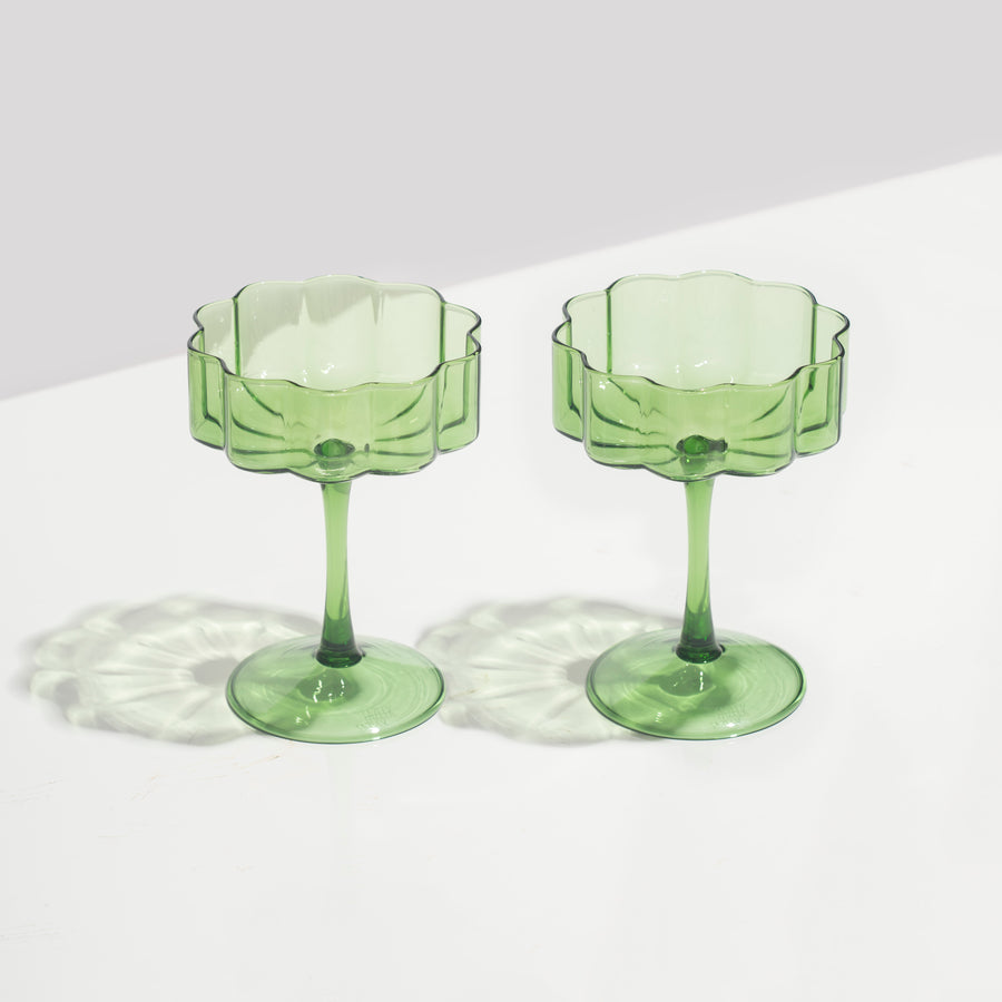 TWO x WAVE COUPE GLASSES - GREEN