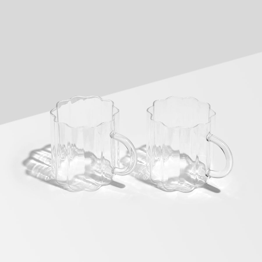 TWO x WAVE MUGS - CLEAR