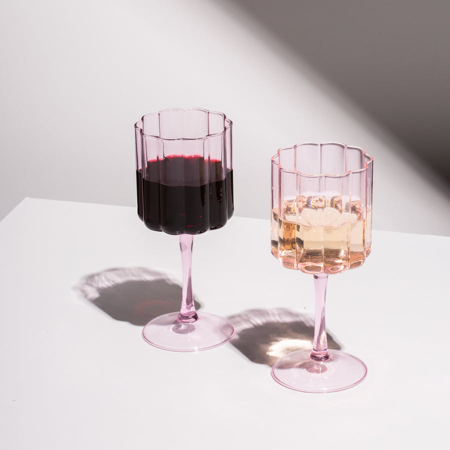 TWO x WAVE WINE GLASSES - PINK