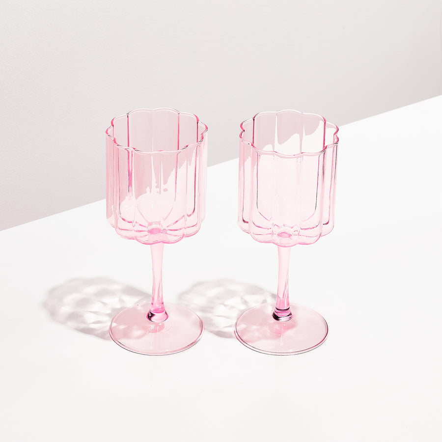 TWO x WAVE WINE GLASSES - PINK